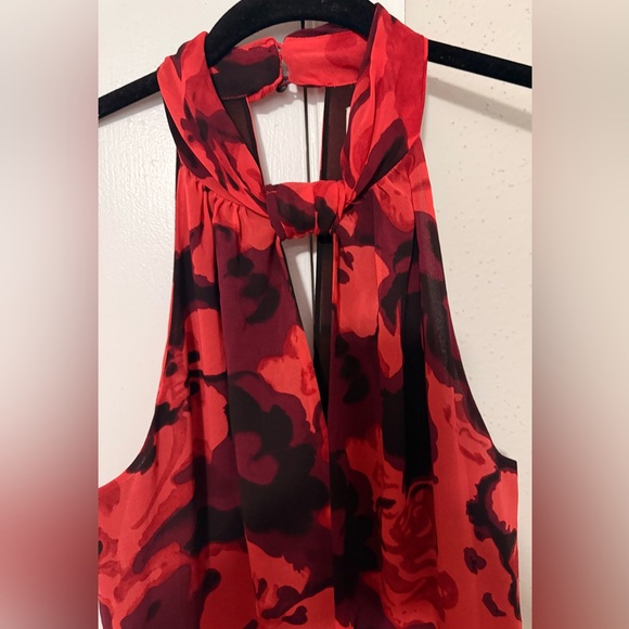 RACHEL Rachel Roy Red and Black One-Shoulder Floral Midi Dress - Picture 5 of 7